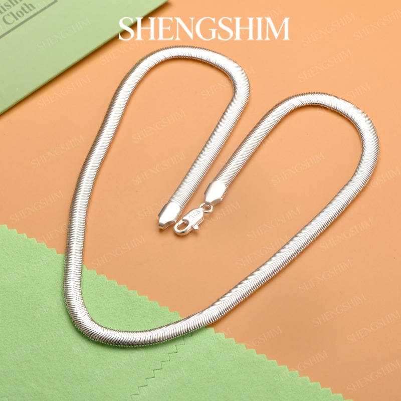 Collar de cadena plana con dis - Lobster Clasp Silver reseña y precio
